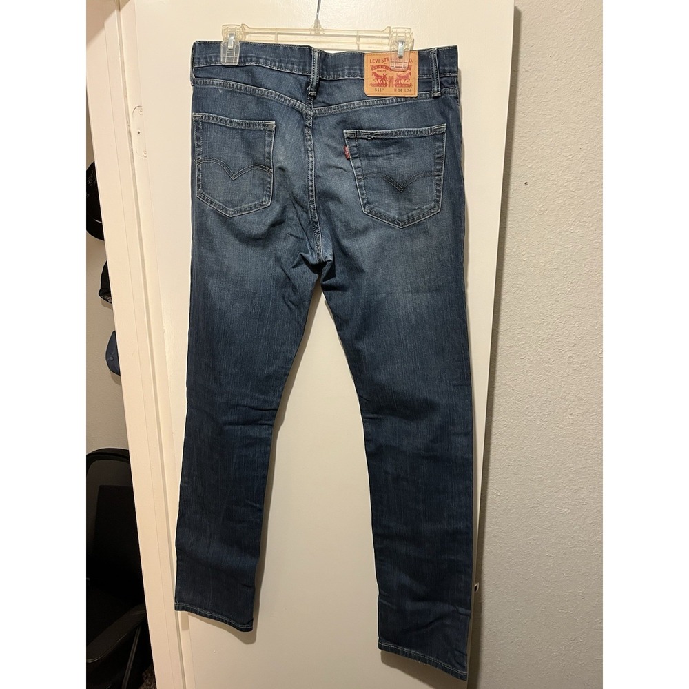 Levis 511 Slim Fit Mens Size 34X34 Zip Fly 5 Pocket Denim Blue Jeans 04511-1025